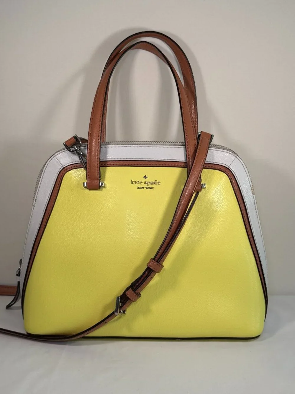 KATE SPADE Patterson Drive Yellow Domed Yellow Colorblock Handbag